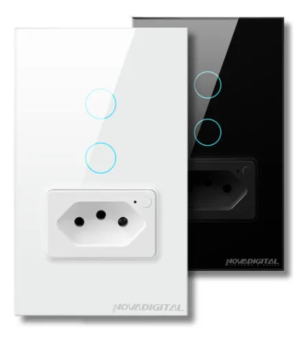 comprar Interruptor Wifi Inteligente 2 Botões Touch Cu002Ftomada Alexa Cor Branco