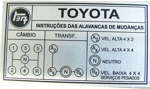 Plaqueta Identificação Cambio/tração Bandeirante 5