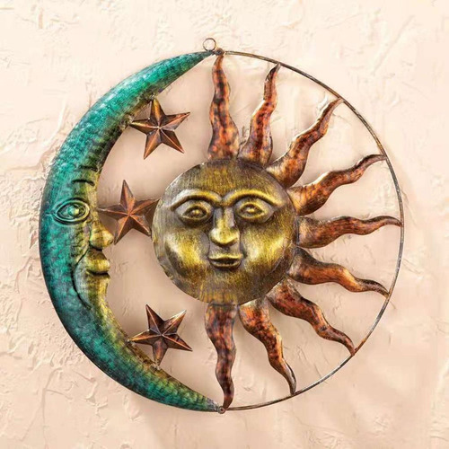L Estilo Vintage Hierro Sol Luna Adornos Colgante Colgante