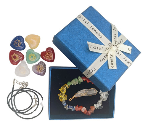 Juego 7 Chakras Chacras Collar - Pulsera - 7 Corazones- Bio