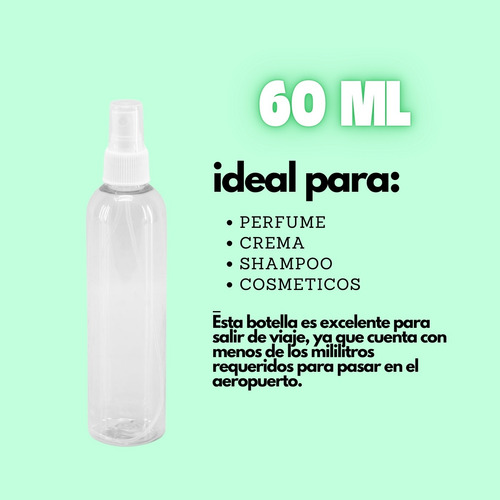 Atomizador Frasco Botella Pet 60ml Spray Bote Plastico 25 Pz