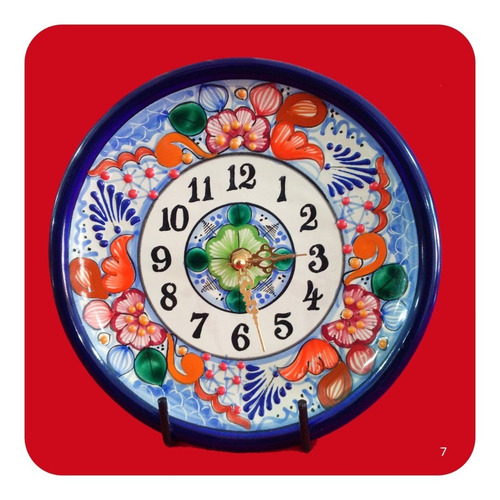 Imagen 1 de 2 de Reloj De Talavera Poblana Redondo Color Trad. 20 Cm M7 Rlj