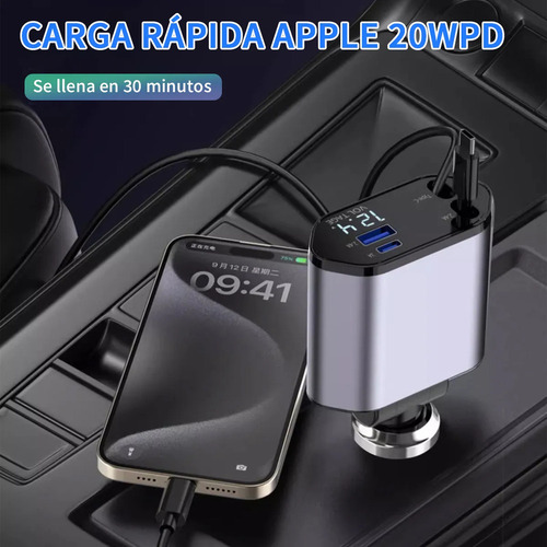 4 En 1 Cargador Retráctil De Coche De Carga Rápida De 120w