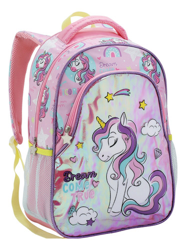 Mochila Costas Infantil Menina Unicornio Seanite