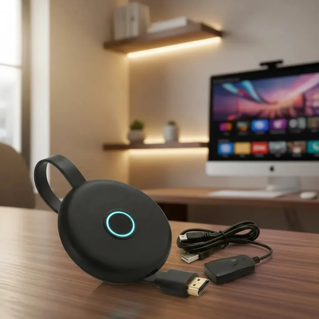 Transmissor HDMI Sem Fio Wireless Adaptador Espelhamento Vídeo 1080p Full HD Android iOS Celular TV Tela Miracast Dongle Wi-Fi Receptor Notebook Monitor Tablet Streaming Multimídia Brasiliana Tech
