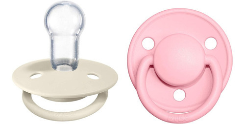 Chupetes Bibs De Lux X2 Unidades Tetina Redonda De Silicona Color Ivory / Baby Pink Período De Edad 0-36 Meses