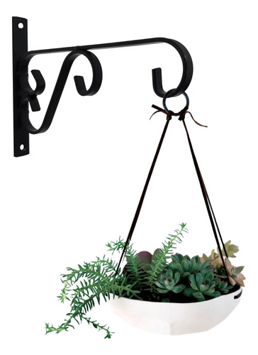 Suporte Mão Francesa Rústico P/ Plantas 20cm Preto Kit C/ 10