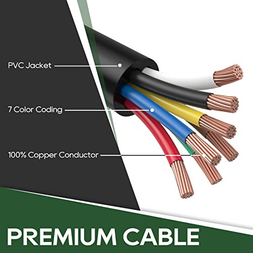 7 Way 8 Foot Trailer Cord With 7 Gang Junction Box Kit,...