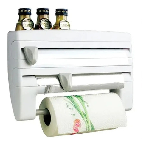 Imagen 1 de 10 de Dispensador Cocina Soporte 4 En1 Rollo Papel Nova Film Alusa