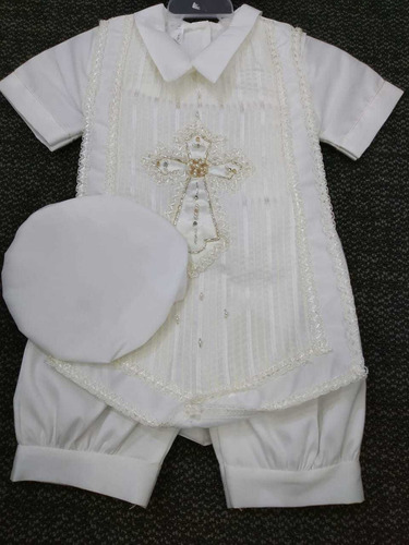 Traje Bautizo Ropón Bautizo Niño Bombacho Elegante +kit Vela