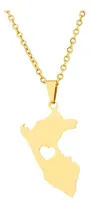 Comprar Collar Mapa Del Perú Joya Unisex Plata Enchapada Oro 18k