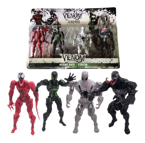 Set De Muñecos Venom Agent Anti Spiderman + Pistolas + Lazos