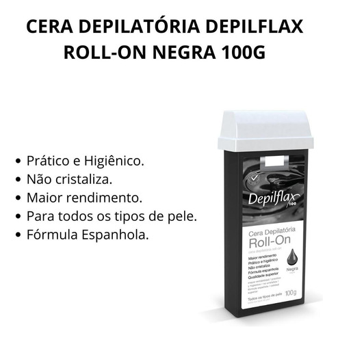 Depilflax Cera Depilatória Refil Roll-on Negra 100g