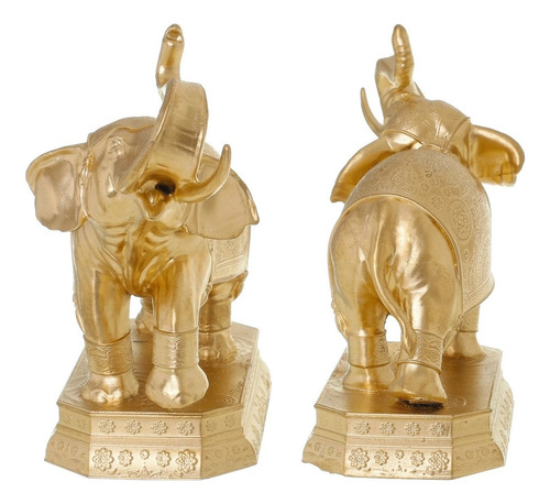 Estátua De Elefante Fonte Proteção Sabedoria Sorte Riqueza Cor Dourado