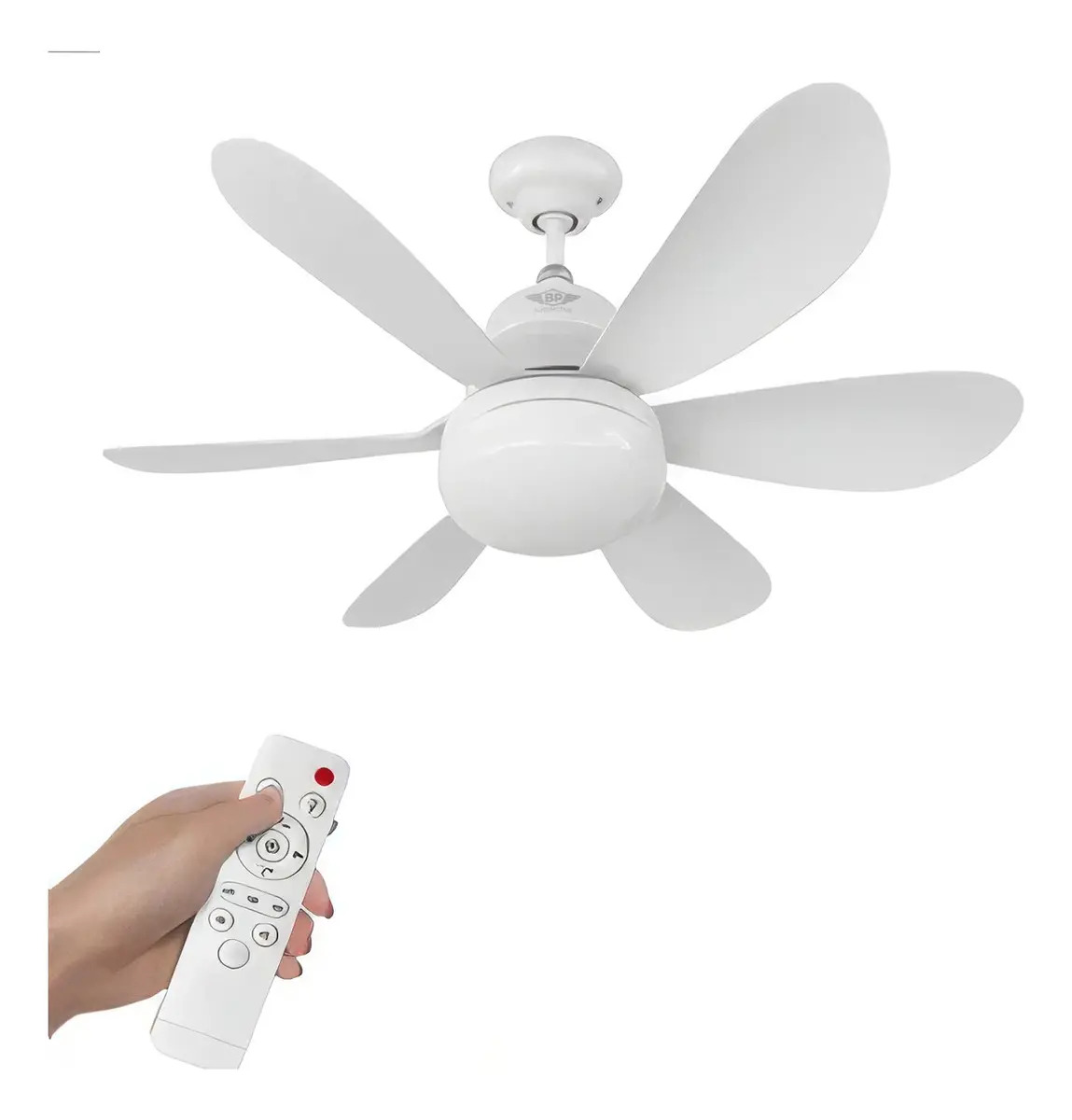 Ventilador de Teto BP UK com Luz LED 6 Pás Branco 42 a 50cm 60W Silencioso