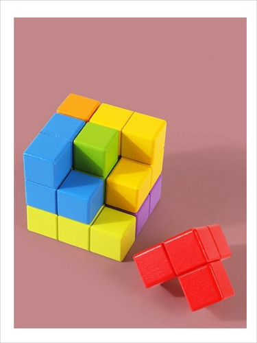 Juguete Cubo Blocks+25 Tarjetas Dobles Figuras Geometricas