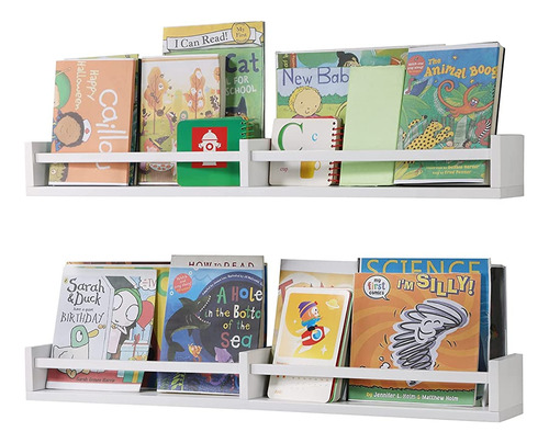 Austin Yan White Nursery Bookshelves Montado En La Pared, 32