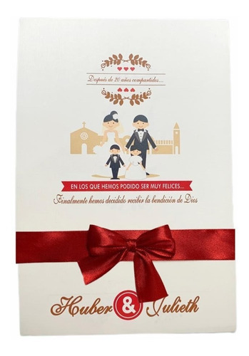 36 Tarjetas Invitación Matrimonio Rojo Y Crema 3 Docenas