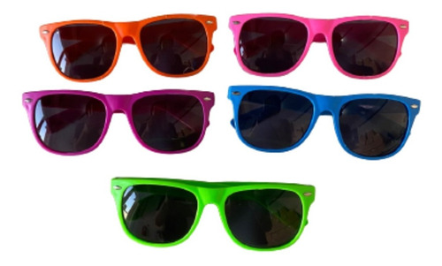 Imagen 2 de 10 de Anteojos De Sol X 10 Lentes Colores Lisos Cotillon Carioca