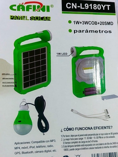 Lampara Recargable Panel Solar Foco Smartphone Powerbank Nue