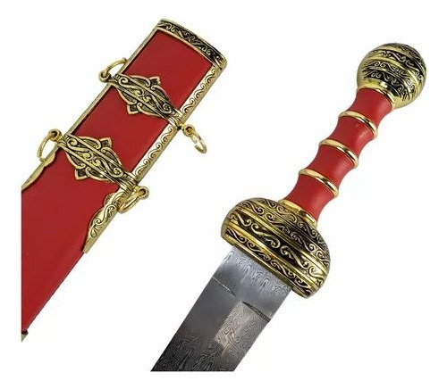 Espada Gladiador Romana Bainha Vermelha Couro Decoração