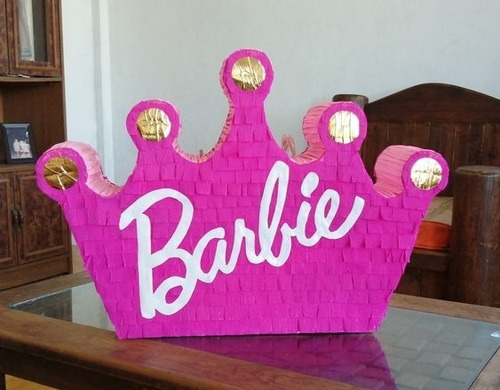 Piñata Cumpleaños Tematica Corona Barbie Rosa