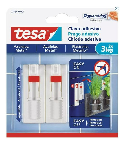 Clavo Adhesivo Ajustable Removible Tesa Superficie Lisa 3kg