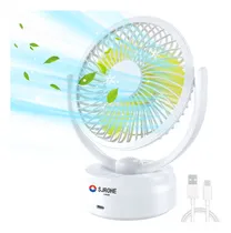 Comprar Sjrohe 2en1 Silencioso Ventilador Portátil Recargable Usb Ventilador De Escritorio 3 Marchas,3 Velocidades Ventiladores Giratorios De Escritorio Y Ventiladores De Mano 2000mah 3 Cuchillas Color Blanco