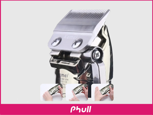 Maquina De Cortar Pelo Trimmer Kemei Km-1896 Recargable Color Gris