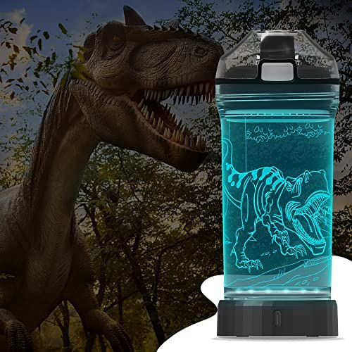 Botella De Agua Resplandeciente 3d De Dinosaurio, Vasos Para