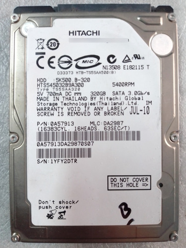 Disco Duro 320gb Sata Hitachi 2.5¨ Laptop ------ 500gb/250gb