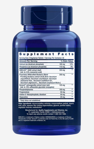 Cognitex Elite Pregnenolona, 60 Tabletes, Life Extension