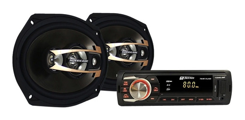 Kit Auto Radio Bluetooth Mp3 + Par Alto Falantes 6x9 Qr69