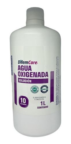 Agua Oxigenada Solución Difem 10v 1 Litro Caja X12