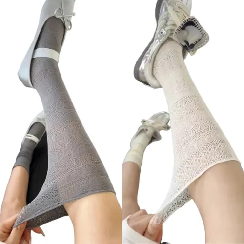 2 Pares De Calcetines De Verano Con Encaje Hueco En Forma De