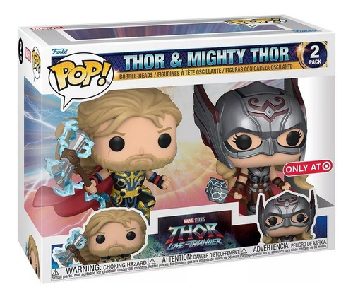 Funko Pop Pack Thor Y Mighty Thor Love & Thunder Caja Dañada