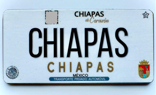 Chiapas Imán Refrigerador Placa Vehículo Souvenirs Recuerdos