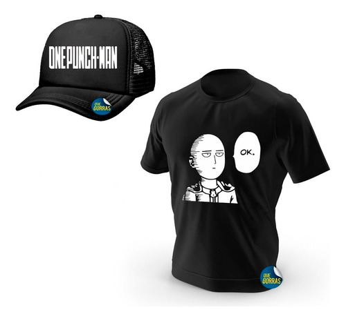 Remera + Gorra + Barbijo One Punch Man  100% Algodón Combo