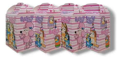 Labubu Kit Fiestas De Cumpleaños Cajas+vasos+platos 50p Bluey Rosa Bluey Rosa Bluey Rosa