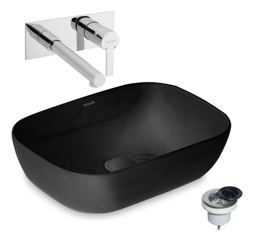 Combo Bacha De Baño Porcelana Rectangular + Grifería Calyx