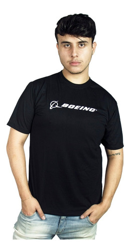 Camiseta Boeing Cor Preta Fino Acabamento