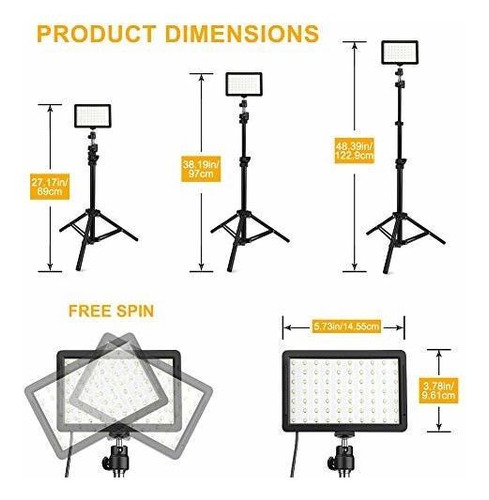 3 Paquetes De 70 Luces De Video Led Con Tripode Ajustable /