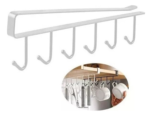 Organizador Colgante Porta Taza Alacena Estante Metal Cocina