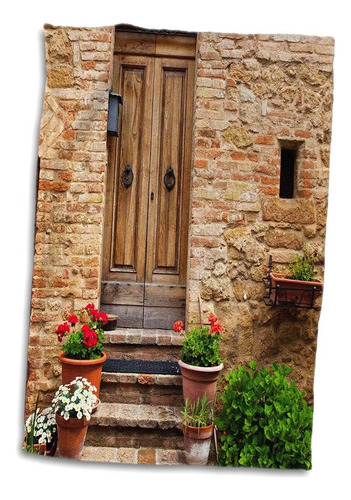 D Rosa Puerta De Casa Y Flores Pienza Toscana Italia 