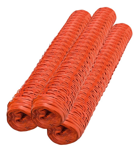 Set X3 Malla Seguridad Naranja 1x45 Mts Obras Y Jardines