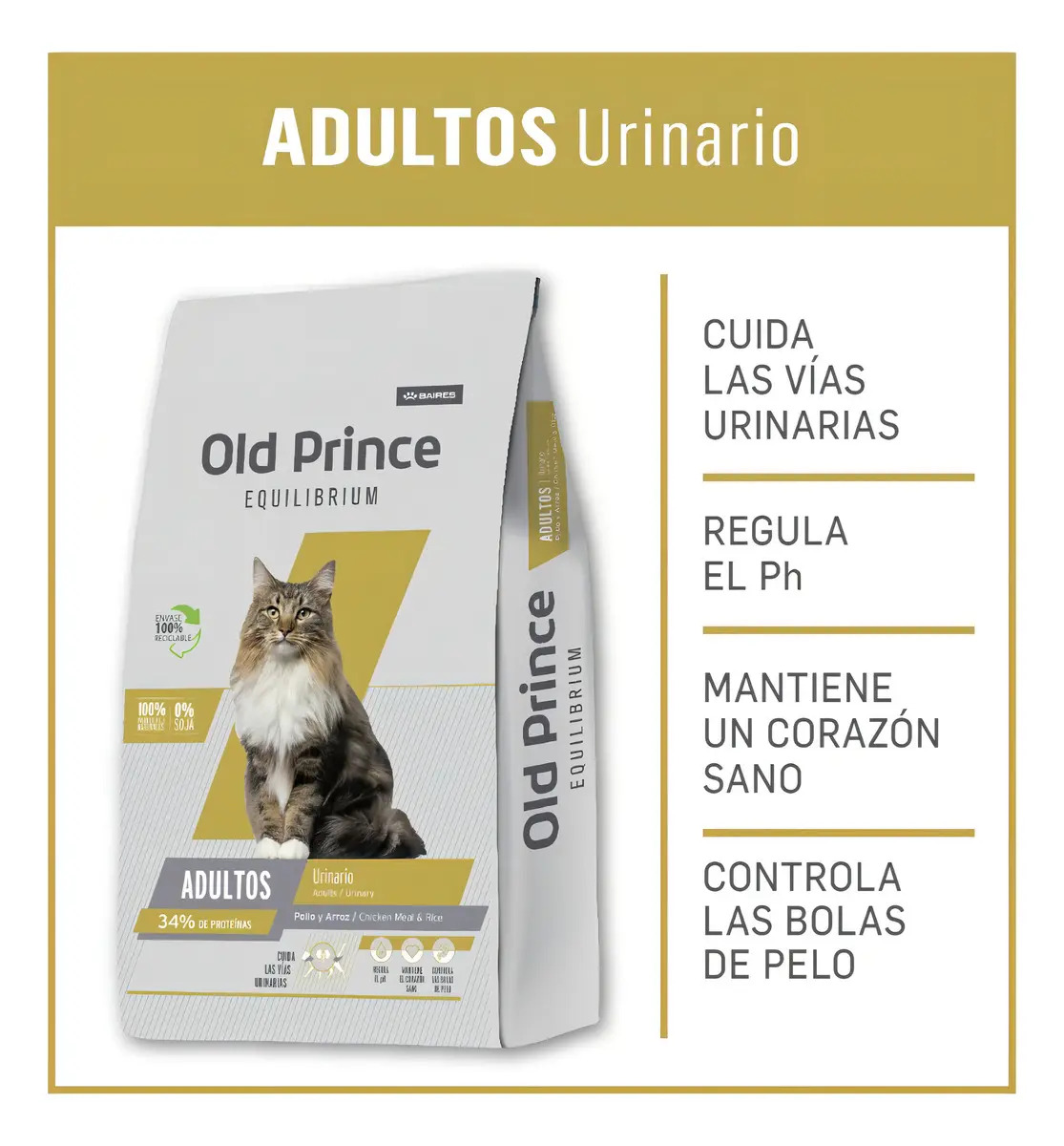 Old Prince Equilibrium Gato Urinary Care Gato Adulto x 7.5 kg