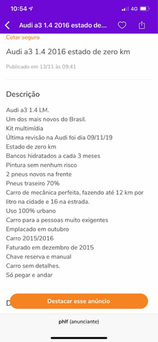 Audi A3 1.4 Tfsi Attraction S-tronic 5p 2016