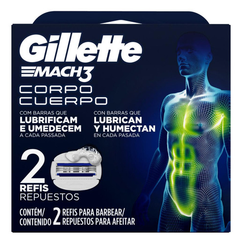 Carga Para Aparelho De Barbear Gillette Mach3 Corpo 2 Uni