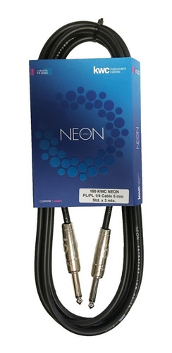 Cable De Plug 1/4 - Plug 1/4 Kwc Standard De 3 Metros 100 Neon Compatible Con Teclados Amplificadores Sistemas De Sonido