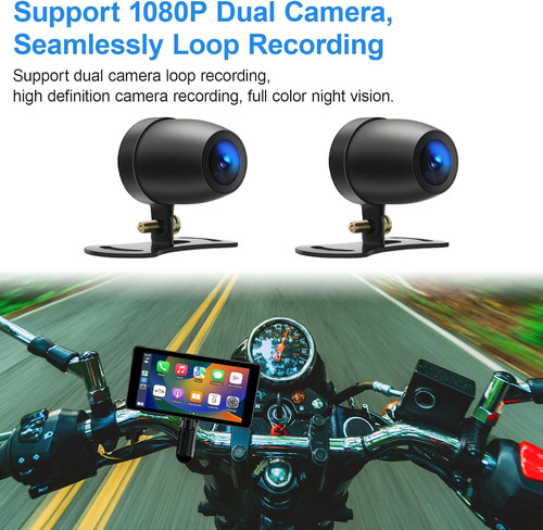Dvr Motocicleta Premium Apple Carplay Android Auto 1080p